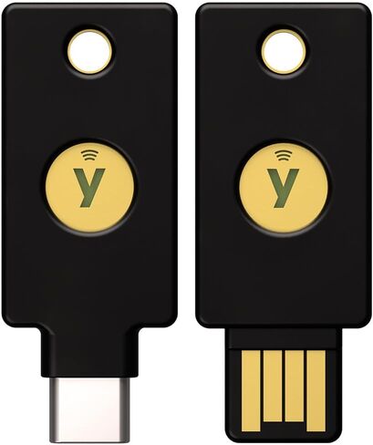 Yubico - حزمة مفتاح الأمان NFC (USB-A وUSB-C) - التوافق الأساسي - مفتاح الأمان ومفتاح المرور للمصادقة متعددة العوامل (MFA)، الاتصال عبر USB أو NFC، معتمد من FIDO in Kuwait