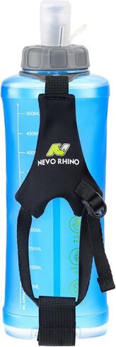 زجاجة مياه للجري محمولة باليد من N NEVO RHINO، قارورة ناعمة من مادة TPU مع حزام قابل للتعديل، زجاجة مياه خفيفة الوزن قابلة للطي للركض والمشي لمسافات طويلة وماراثون in Kuwait