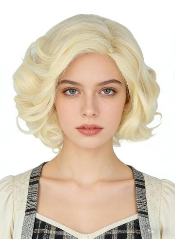 Topcosplay النساء الباروكات أسود قصير مجعد متموج هالوين زي تأثيري شعر مستعار من الألياف الاصطناعية in Kuwait