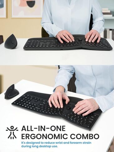 Perixx Periduo-614US, Wireless Quiet Ergonomic Keyboard and Vertical Mouse Combo - Adjustable Palm Rest - Laptop X Type Scissor Keys - Rechargeable Feature - US English in Saudi Arabia