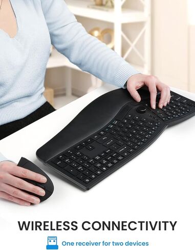 Perixx Periduo-614US, Wireless Quiet Ergonomic Keyboard and Vertical Mouse Combo - Adjustable Palm Rest - Laptop X Type Scissor Keys - Rechargeable Feature - US English in Saudi Arabia