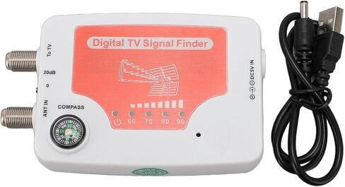 TV Signal Finder, Portable LED Display Signal Strength Meter with Compass, for T2 Antenna Satellite Receiver Tuning 40-862MHz in Saudi Arabia