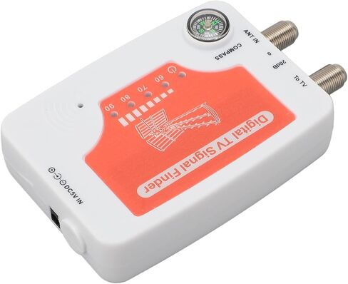 TV Signal Finder, Portable LED Display Signal Strength Meter with Compass, for T2 Antenna Satellite Receiver Tuning 40-862MHz in Saudi Arabia