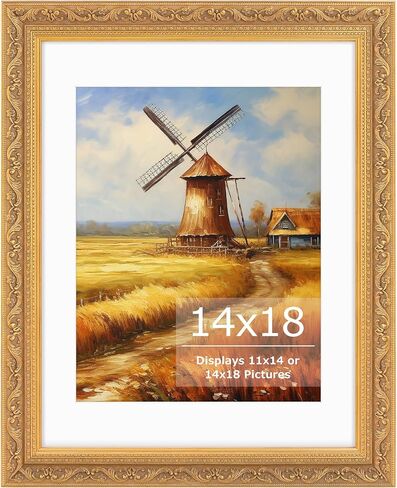 16x20 Picture Frame with White Mat, Ornate Vintage Finish, Gold Wall Frames 16 x 20 or Matted to 12x16 Art Prints, Photo Frame With Plexiglss for Antique Decor in Saudi Arabia
