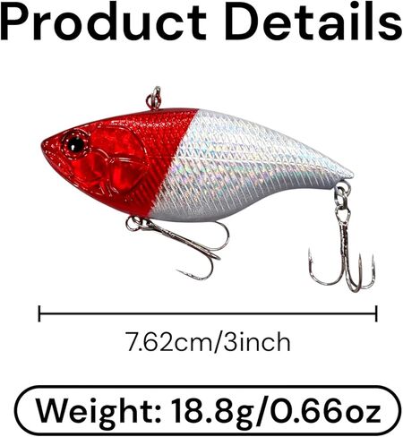مجموعة طُعم صيد السمك Crankbait Vib مكونة من 8 قطع مع صندوق معالجة - طُعم خشخيشة VIB لصيد الأسماك في المياه العذبة والمياه المالحة - طعوم صلبة تهتز مع خطافات ثلاثية | تزدهر معالجة in Saudi Arabia