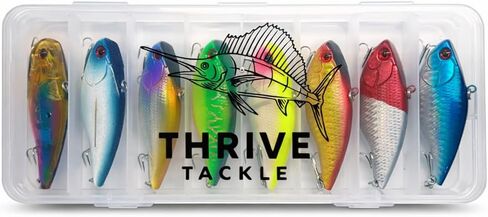 مجموعة طُعم صيد السمك Crankbait Vib مكونة من 8 قطع مع صندوق معالجة - طُعم خشخيشة VIB لصيد الأسماك في المياه العذبة والمياه المالحة - طعوم صلبة تهتز مع خطافات ثلاثية | تزدهر معالجة in Saudi Arabia