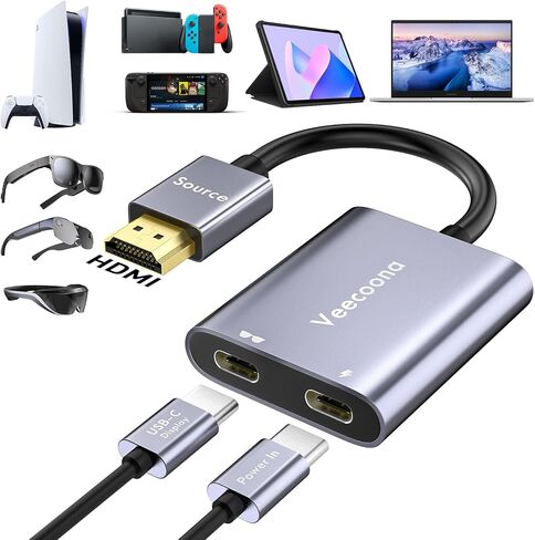 HDMI to USB C Adapter 4K 60Hz Portable Monitor, Unidirectional HDMI Male (Source) to USB C Female (Display) Adapter for AR Glasses XREAL One、Air 2 Pro/VITURE Pro/RayNeo Air 2s/Rokid,Switch,PS4/5,Xbox in Saudi Arabia