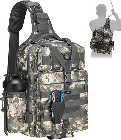 Piscifun Fishing Backpack Tackle Bag with 2 Rod Holders, Multi-Compartment Storage, MOLLE System, Water-Resistant Lightweight Outdoor Pack in Saudi Arabia