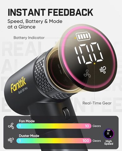 Fanttik Gust B11 Mix 110000RPM Compressed Air Duster, 2-in-1 Electric Air Duster & Portable Fan, 100 Stepless Gears, One-Tap Booster, Rechargeable Dust Blower for PC, Electronics, Outdoor Cooling in Saudi Arabia