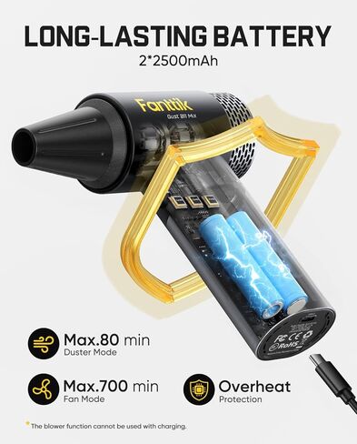 Fanttik Gust B11 Mix 110000RPM Compressed Air Duster, 2-in-1 Electric Air Duster & Portable Fan, 100 Stepless Gears, One-Tap Booster, Rechargeable Dust Blower for PC, Electronics, Outdoor Cooling in Saudi Arabia