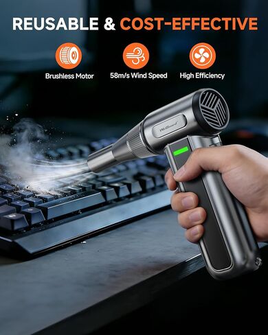 منفضة هواء كهربائية WeGuard W22، منفضة هواء مضغوطة 180000 دورة في الدقيقة مع ضوء LED، يمكن أن بديل الهواء المضغوط بـ 3 سرعات، منفاخ غبار للكمبيوتر، لوحة المفاتيح، السيارة، الأوراق، في الهواء الطلق in Saudi Arabia