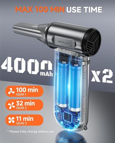 منفضة هواء كهربائية WeGuard W22، منفضة هواء مضغوطة 180000 دورة في الدقيقة مع ضوء LED، يمكن أن بديل الهواء المضغوط بـ 3 سرعات، منفاخ غبار للكمبيوتر، لوحة المفاتيح، السيارة، الأوراق، في الهواء الطلق in Saudi Arabia