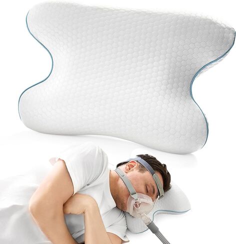 وسادة سرير CPAP للنوم على الجانب والظهر، وسادة دعم عنق الرحم قابلة للتعبئة مع غطاء تبريد لجميع مستخدمي CPAP، وسادة إسفنجية الذاكرة للتخييم في الفنادق، 18.1 بوصة × 11.8 بوصة × 3.5 بوصة/4.3 بوصة in Saudi Arabia