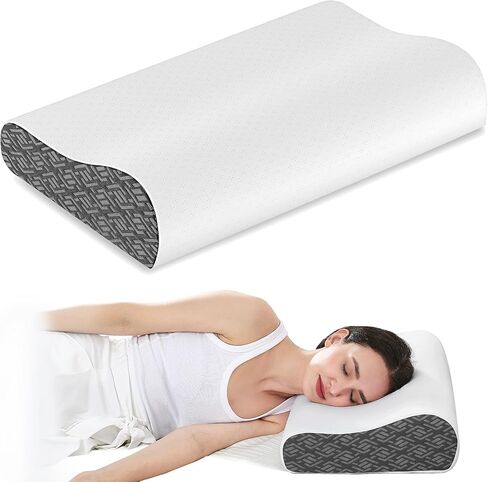 CPAP Bed Pillow for Side & Back Sleepers, Packable Neck Cervical Support Pillow with Cooling Cover for All CPAP Users, Memory Foam Pillow for Hotels Camping, 18.1"x11.8"x3.5"/4.3" in Saudi Arabia