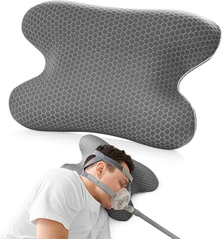 CPAP Bed Pillow for Side & Back Sleepers, Packable Neck Cervical Support Pillow with Cooling Cover for All CPAP Users, Memory Foam Pillow for Hotels Camping, 18.1"x11.8"x3.5"/4.3" in Saudi Arabia