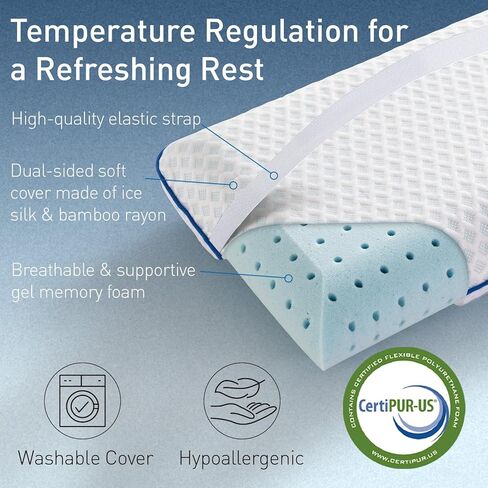 fulocean Cooling Travel & Camping Memory Foam Pillow for Sleeping,Contoured Support Medium Firm Small Travel Pillows for Airplanes & Backpacking Car Compact Lightweight, Breathable Washable Cover in Saudi Arabia
