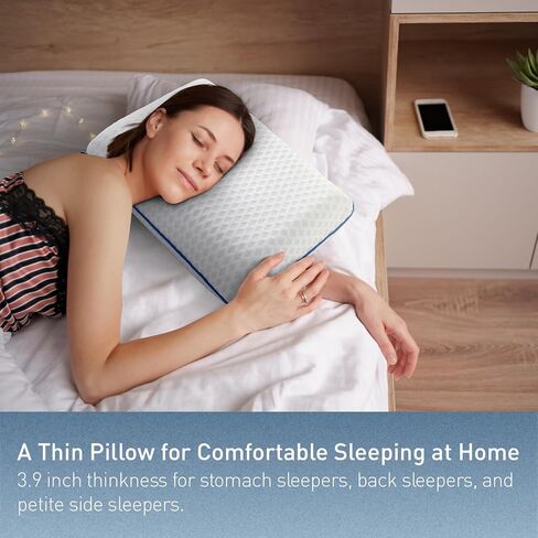 fulocean Cooling Travel & Camping Memory Foam Pillow for Sleeping,Contoured Support Medium Firm Small Travel Pillows for Airplanes & Backpacking Car Compact Lightweight, Breathable Washable Cover in Saudi Arabia