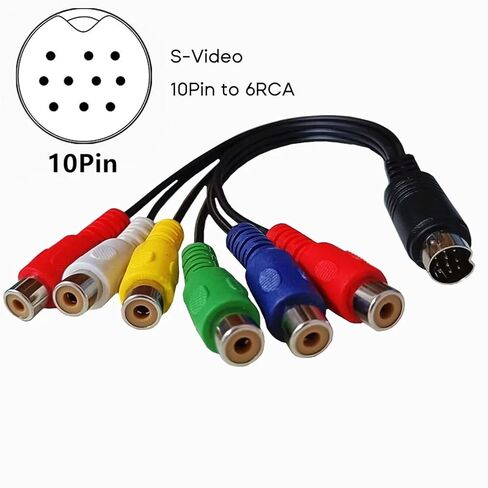 10 دبوس وفيديو DIN كابل S-Video 10Pin إلى 6RCA أنثى RGB مكون مركب محول 30 سنتيمتر محول محول in Saudi Arabia