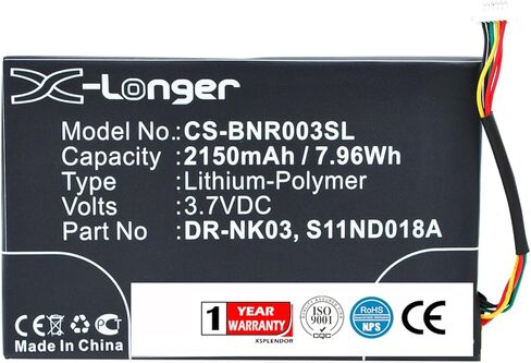 بطارية بديلة XSP لجهاز BarnesN0ble Simple Touch 6 بوصة، N00K Simple Touch، BNTV350، BNRV300 PN MLP305787، DR-NK03، S11ND018A in Kuwait