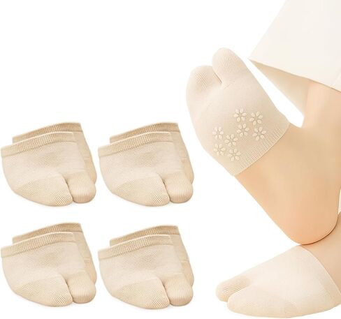 Women's Tabi Inspired Low Cut Split Toe Half Socks - Cotton Invisible Lightweight Liner Toe Topper Covers for Mules Clogs in Saudi Arabia