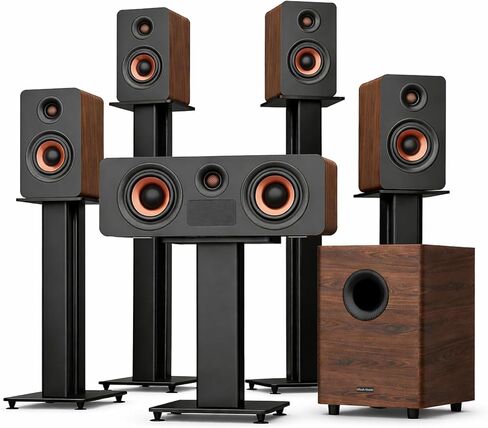 نظام الصوت المحيطي الرائد 5.3.4 مع Dolby Atmos، مكبر الصوت مع محيطين لاسلكيين، تقنية BassCoupling 28 هرتز، شريط صوت المسرح المنزلي 800 واط للتلفزيون الذكي مع eARC، BT 5.4، اللون: بني in Saudi Arabia
