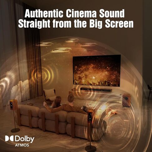 Flagship 5.3.4 Surround Sound System with Dolby Atmos, Soundbar with 2 Wireless Surrounds, 28Hz BassCoupling Tech, 800W Home Theater Sound Bar for Smart TV w/eARC, BT 5.4, Color: Brown in Saudi Arabia