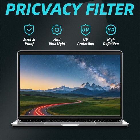 Magnetic Laptop Privacy Screen 14 Inch 16:9, Removable Laptop Privacy Shield Filter Screen Protector Anti Blue Light Glare Anti Spy Compatible with Chromebook HP Pavilion Lenovo Thinkpad Dell Asus in Saudi Arabia