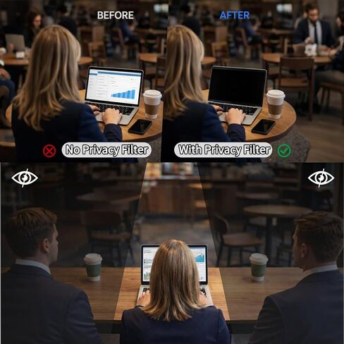 Magnetic Laptop Privacy Screen 14 Inch 16:9, Removable Laptop Privacy Shield Filter Screen Protector Anti Blue Light Glare Anti Spy Compatible with Chromebook HP Pavilion Lenovo Thinkpad Dell Asus in Saudi Arabia