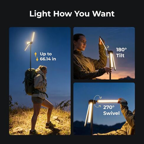 BougeRV Telescopic Camping Light, 15600mAh Rechargeable Lantern, Portable Camping Light, 1000x3 Lumens Rotatable Camping Light for Tent, Emergency, Outdoor, IPX5 Water Resistant(2026 New) in Kuwait