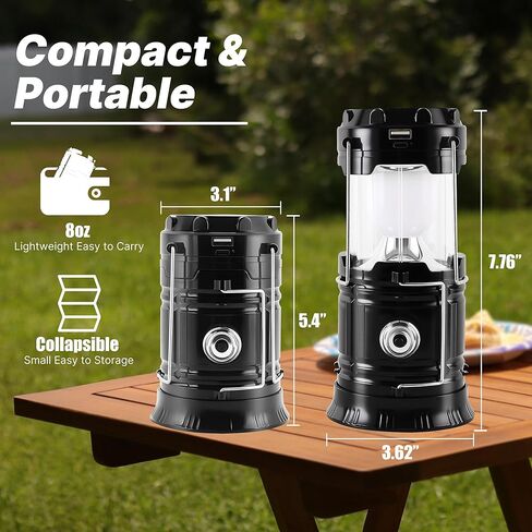 Lichamp Collapsible Portable Solar Camping Lantern, USB Rechargeable LED Flashlight - Survival Kits for Power Outages Hurricane Supplies Emergency, Indoor & Outdoor, 4-Pack in Saudi Arabia