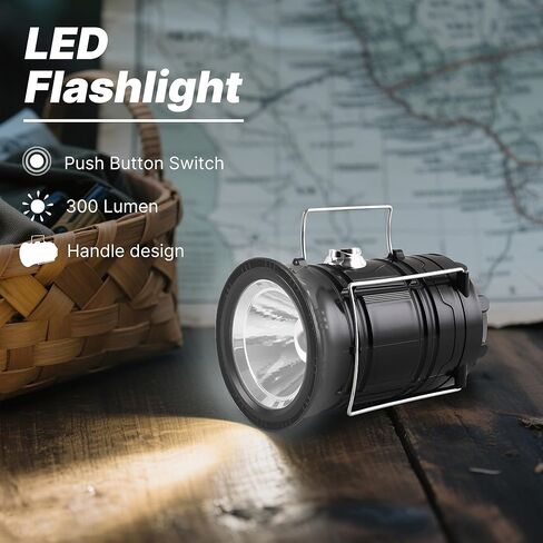 Lichamp Collapsible Portable Solar Camping Lantern, USB Rechargeable LED Flashlight - Survival Kits for Power Outages Hurricane Supplies Emergency, Indoor & Outdoor, 4-Pack in Saudi Arabia