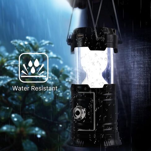 Lichamp Collapsible Portable Solar Camping Lantern, USB Rechargeable LED Flashlight - Survival Kits for Power Outages Hurricane Supplies Emergency, Indoor & Outdoor, 4-Pack in Saudi Arabia
