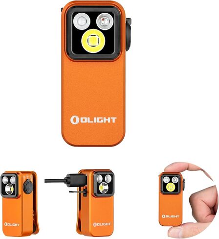 OLIGHT Oclip Pro S EDC مصباح يدوي بمشبك، 600 لومن من النوع C قابل لإعادة الشحن مع LED أبيض، الأشعة فوق البنفسجية وRGB، أضواء فلاش مغناطيسية للعمل والإشارة والفحص والاستخدام الخارجي (أسود) in Kuwait