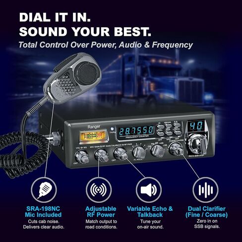 Ranger RCI-69VHP High Power 10 Meter Amateur Radio 80W PEP All-Mode (CW/FM/AM/SSB) SRA-198NC Dynamic Noise Canceling Mic 6-Digit Frequency Counter Fine/Coarse Clarifier SWR Meter & Big Heatsink in Saudi Arabia