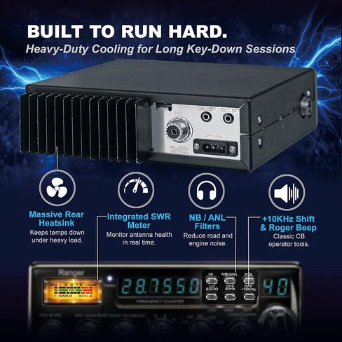 Ranger RCI-69VHP High Power 10 Meter Amateur Radio 80W PEP All-Mode (CW/FM/AM/SSB) SRA-198NC Dynamic Noise Canceling Mic 6-Digit Frequency Counter Fine/Coarse Clarifier SWR Meter & Big Heatsink in Saudi Arabia