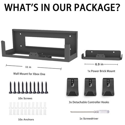 حامل حائط GETYEA لجهاز Xbox One، مجموعة أدوات تثبيت على الحائط الفولاذي لجهاز Xbox One الأصلي وقاعدة الطوب الكهربائية، 3 حوامل وحدة تحكم قابلة للفصل وشماعات سماعات الرأس، حامل لجهاز Xbox One in Kuwait