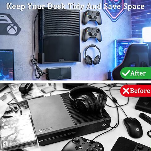 حامل حائط GETYEA لجهاز Xbox One، مجموعة أدوات تثبيت على الحائط الفولاذي لجهاز Xbox One الأصلي وقاعدة الطوب الكهربائية، 3 حوامل وحدة تحكم قابلة للفصل وشماعات سماعات الرأس، حامل لجهاز Xbox One in Kuwait