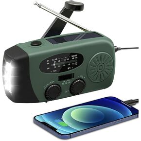 WVL 7400mWh Emergency Weather Radio, Portable Solar Hand Crank Radio AM/FM/NOAA, with 3 Mode Flashlight & Reading Lamp, Cell Phone Charger and SOS Siren(Navy Green) in Saudi Arabia