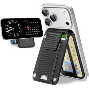 TopMade for MagSafe Wallet with Stand, Strongest Magnetic Wallet for iPhone 17/16/15/14/13/12 Series, Leather Magnetic card holder with Adjustable Stand, 9 Cards Holder, RFID Blocking, Black in Kuwait