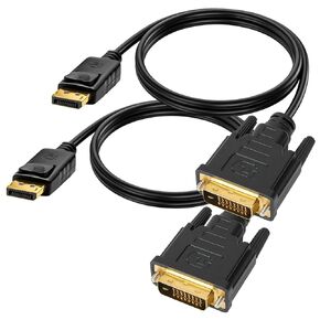 كابل DisplayPort إلى DVI بطول 6 أقدام، 2 حزمة من الذكور المطلية بالذهب إلى ذكر سلك DP إلى DVI يدعم 1080P@60 هرتز، متوافق مع الكمبيوتر والكمبيوتر المحمول والشاشة وجهاز العرض والتلفزيون عالي الدقة in Kuwait
