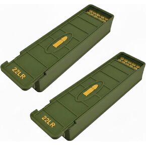 22LR Ammo Box 100 Round (2 Pack) Stackable Ammo Storage Case Organizer for .22 Long Rifle Ammunition with Secure Lid – Durable Ammo Holder Made in USA in Saudi Arabia