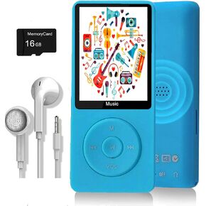 مشغل MP3، مشغل موسيقى مع بطاقة Micro SD سعة 16 جيجابايت، مكبر صوت مدمج/صور/تشغيل فيديو/راديو FM/مسجل صوت/قارئ الكتب الإلكترونية، يدعم حتى 128 جيجابايت (أزرق داكن) in Kuwait