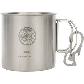 Tactiko 304 Stainless Steel Camping Mugs with Carabiners | Heavy-Duty | Large Metal Coffee Cup or Solo Cook Pot w/ Folding Handle | Backpacking Gear for Hiking, Overlanding & Survival | 18 oz/550ml in Saudi Arabia