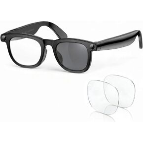 نظارات ذكية EarlySincere Photochromic مزودة بكاميرا بدقة 8 ميجابكسل 4K وبلوتوث، وفيديو عالي الدقة، ومساعد رؤية AI، وترجمة وناسخ صوت، وصوت مفتوح للأذن، وعدسات ضوء زرقاء إضافية للعمل والسفر in Kuwait