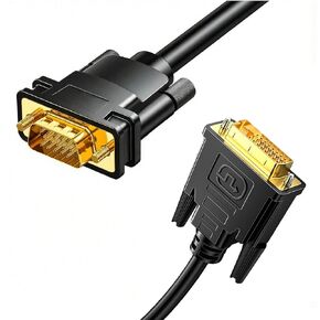 DVI to VGA Cable, DVI-D 24+1 to VGA 6 Feet Cable Male to Male Gold-Plated Cord for Computer, PC Host, Laptop, Graphics Card to HDTV, LG HP Dell Monitor, Display Screen, Projector in Saudi Arabia