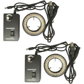 2-Set 60-LED حلقة ضوء قابلة للتعديل لمجهر تكبير ستيريو، 6500K أبيض، 4.5W، 50-150mm WD، 94mm OD in Kuwait