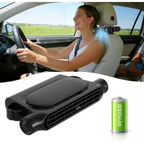 Car Fan with 4000mAh Battery, Portable Car Air Conditioner for Front or Back Seat Cooling, Easy Install Car Seat Fan for Kids, USB Car Fans That Blow Cold Air Car Essentials for Summer Road Trips in Saudi Arabia