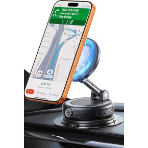 NeverFall Car Phone Mount for MagSafe, 89lbs Vacuum Suction, Strong Magnetic Dashboard & Windshield Mount, 360° Adjustable Phone Holder for iPhone & All Phones, Carbon Fiber in Saudi Arabia