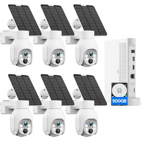 Solar Cameras Wireless Outdoor, 4MP Home Security Camera System, No Subscription, 360° Pan & Tilt, Color Night Vision, 5G & 2.4G WiFi, 500GB HDD 10CH NVR, Motion Detection for Farm Ranch Home in Saudi Arabia