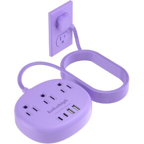سلك تمديد وردي مع USB C - شريط طاقة Kawaii بطول 5 أقدام، سلك تمديد لطيف بقدرة 1625 وات مع 3 منافذ تيار متردد 4 USB (24W/4.8A)، مدمج لأساسيات المنزل المكتبية الوردية اللطيفة in Kuwait